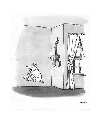 Dog Startled by Hanging Guitar Wall Art