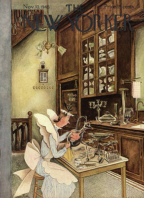 Vintage Homemaker in Kitchen Painting