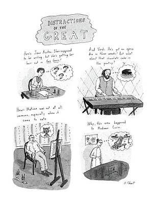 Thinking Wall Art featuring the drawing New Yorker November 10th, 1986 by Roz Chast