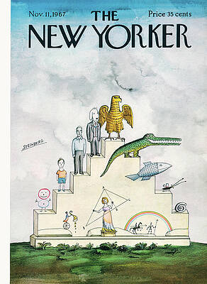 Fish Painting - New Yorker November 11th, 1967 by Saul Steinberg