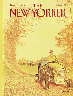 Autumn Tractor on New Yorker Cover Wall Art