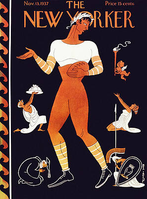 Football Player and Greek Figures Painting