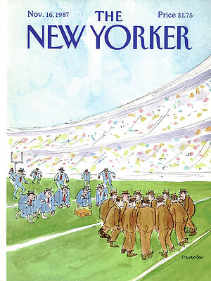 Football Strategy Meeting on Field Painting