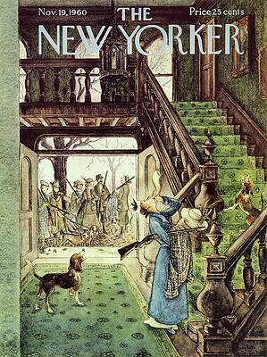 Vintage Hunting Gathering Scene Painting