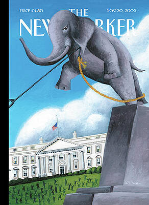 Elephant Statue in Front of White House Wall Art