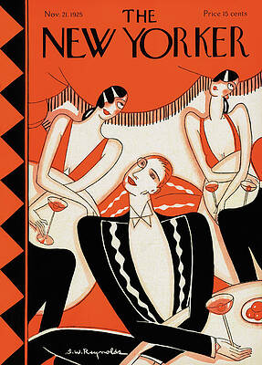 Deco Party Scene on Magazine Cover Painting
