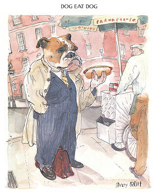 Bulldog Man with Hot Dog Wall Art