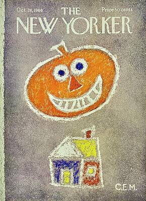 Pumpkin Painting - New Yorker October 26th 1968 by Charles E Martin