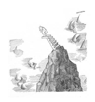 Hiking Drawing - New Yorker November 27th, 1965 by Saul Steinberg