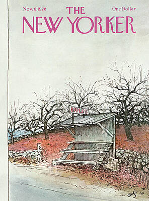 New Yorker Cover Featuring Apple Stand Painting