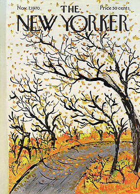 Autumn Trees Lining a Curved Path Painting