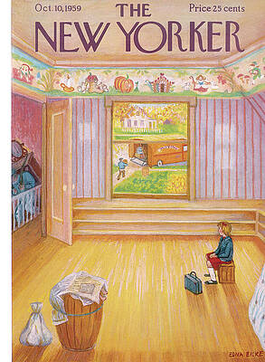 Child in Empty Room with Moving Truck Painting