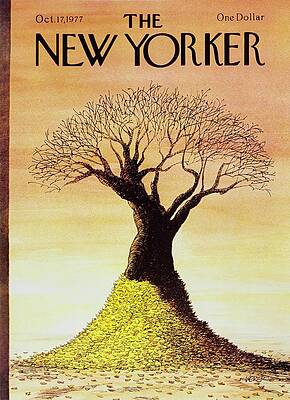 Golden Leaves Tree on Magazine Cover Painting