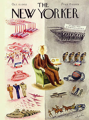 Contrast Wall Art featuring the painting New Yorker October 19 1940 by Constantin Alajalov