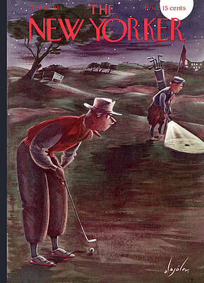 Golfers Playing by Moonlight Painting