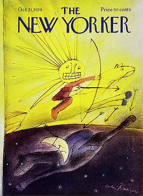 Sunrise Wall Art featuring the painting New Yorker October 21st 1974 by Andre Francois