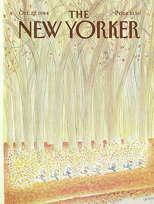 Children Playing in Autumn Leaves Painting