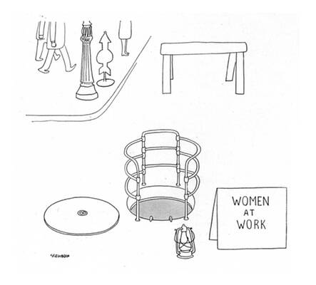 Women at Work Sign Humor Drawing