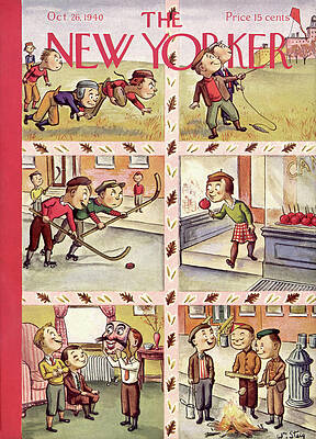 Hockey Wall Art featuring the painting New Yorker October 26, 1940 by William Steig