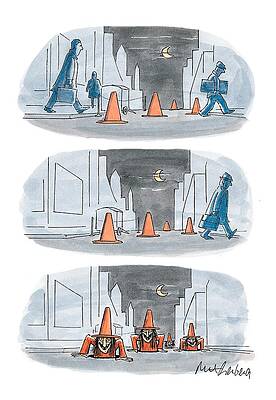 Halloween Wall Art featuring the drawing New Yorker October 26th, 1998 by Mort Gerberg