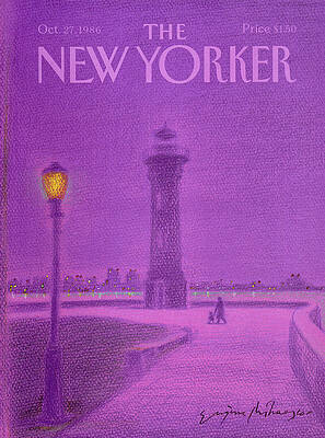 River Wall Art featuring the painting New Yorker October 27th, 1986 by Eugene Mihaesco