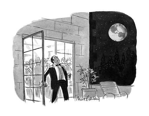 Sky Drawing - New Yorker October 29th, 1990 by Mort Gerberg