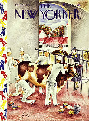 Cow Wall Art featuring the painting New Yorker October 5 1935 by Constantin Alajalov