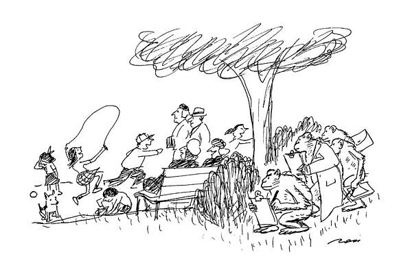 Monkey Drawing - New Yorker October 7th, 1991 by Al Ross
