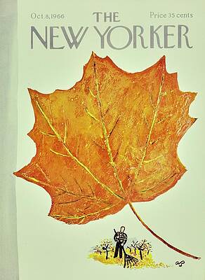 Autumn Leaf with Raking Figure Wall Art