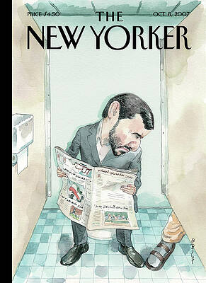 New Yorker Illustration with Newspaper Painting