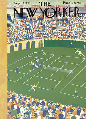Tennis Match at Busy Stadium Wall Art