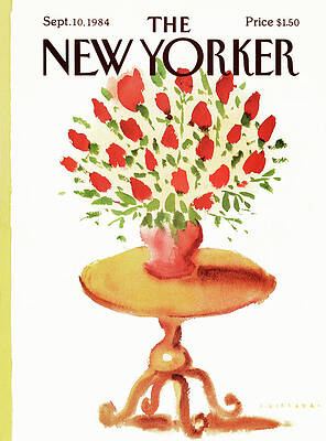 New Yorker Cover with Red Roses Painting