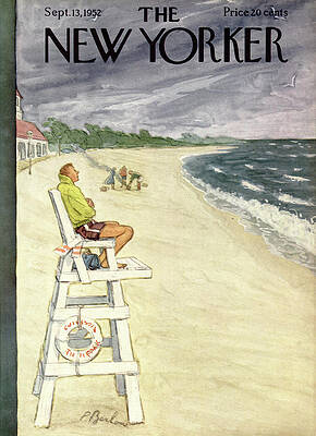 1952 Beach Scene with Lifeguard Wall Art
