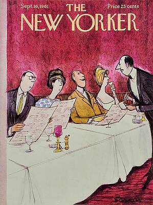 Dining Scene from 1961 New Yorker Cover Painting