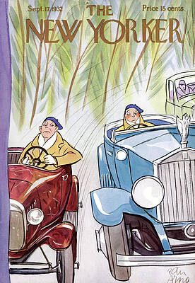 Vintage Car Driving Scene Wall Art