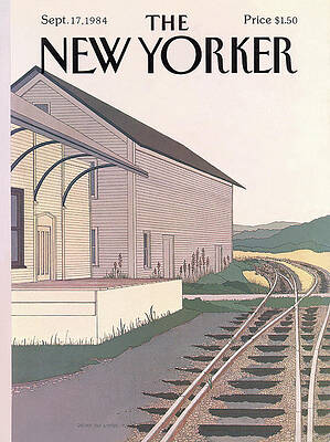 Vintage Train Station Illustration Wall Art