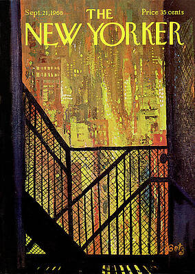 Cityscape Through Stair Railings Print