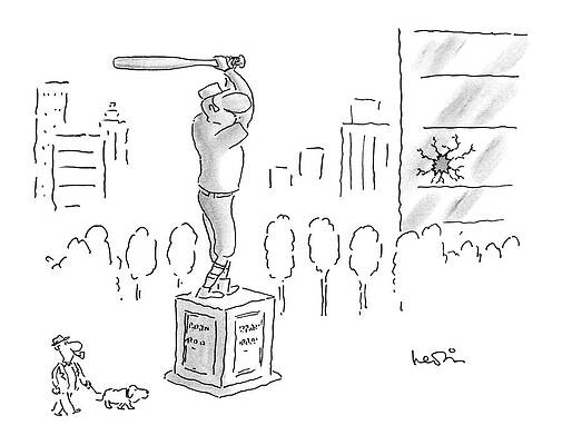 Bat Wall Art featuring the drawing New Yorker September 22nd, 1986 by Arnie Levin