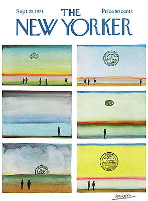 The New Yorker Cover with Abstract Scenery Wall Art