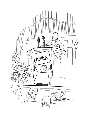 Prayer Drawing - New Yorker September 28th, 1940 by  Alain