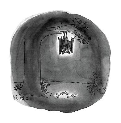 Bat Wall Art featuring the drawing New Yorker September 28th, 1987 by Arnie Levin