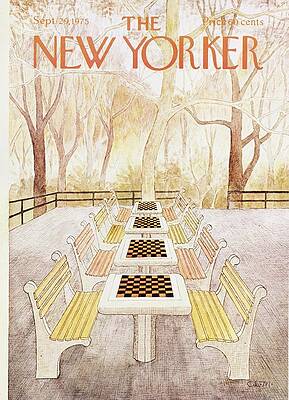 Chess Tables in Autumn Park Painting