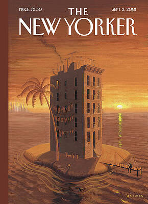 Solitary Island Building at Sunset Painting