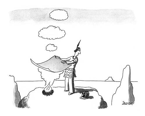 Native Drawing - New Yorker September 7th, 1992 by Jack Ziegler