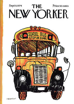 Vintage School Bus Cover Print