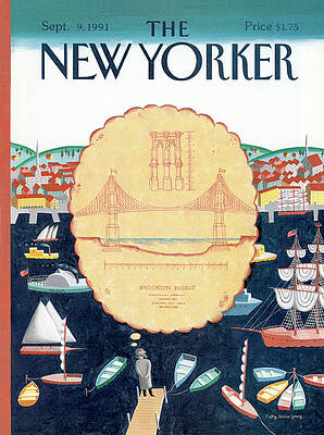 New Yorker Cover with Brooklyn Bridge Wall Art