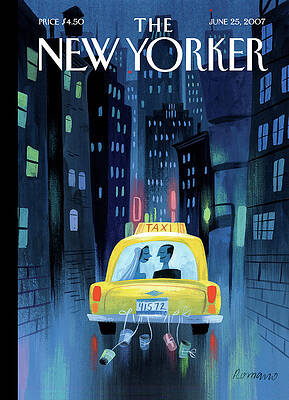 Wedding Taxi in a Rainy City Wall Art