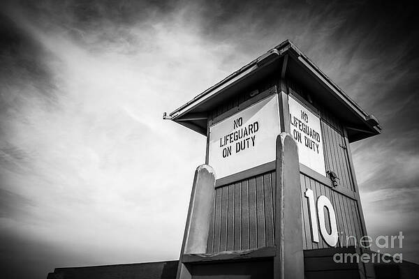 California Wall Art featuring the photograph Newport Beach Lifeguard Tower #10 In Black And White by Paul Velgos