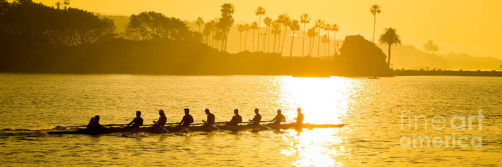 California Wall Art featuring the photograph Newport Beach Rowing Crew Panorama Photo by Paul Velgos