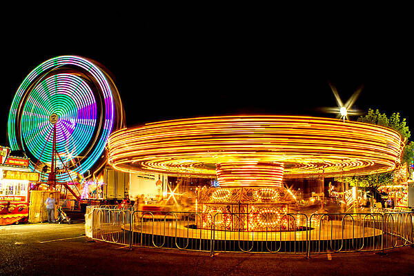 Colorado Photograph - Night Time Carnival Rides by Jeff Stoddart